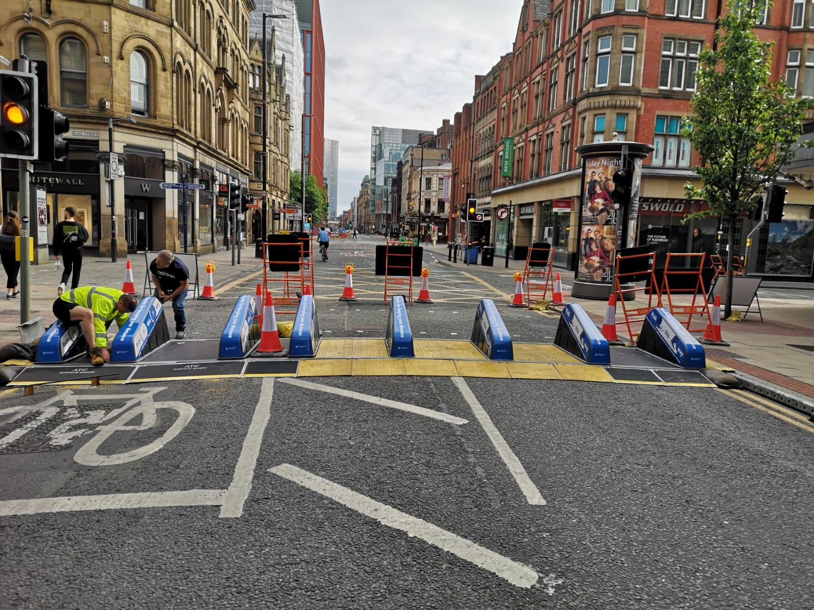 Installation of the Deansgated pedestrian and cycle zone
